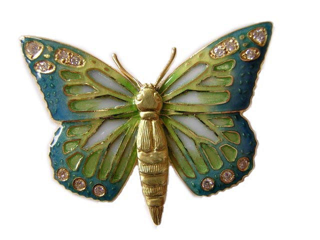 enamel butterfly brooch