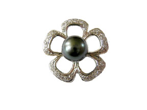 tahitian pearl and diamond brooch